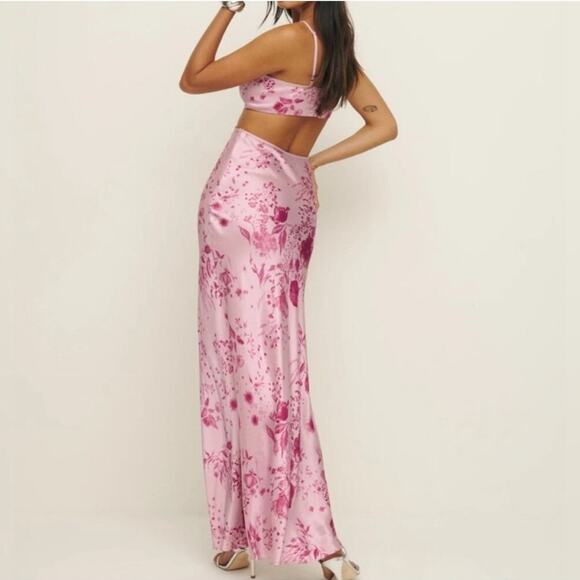 NWT Reformation Poppies Silk Dress – Floral Print | 100% Silk | Romantic Maxi - Picture 2 of 11